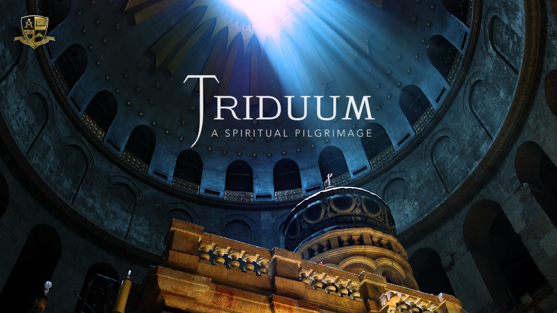 Dark church with the word Triduum written in white
