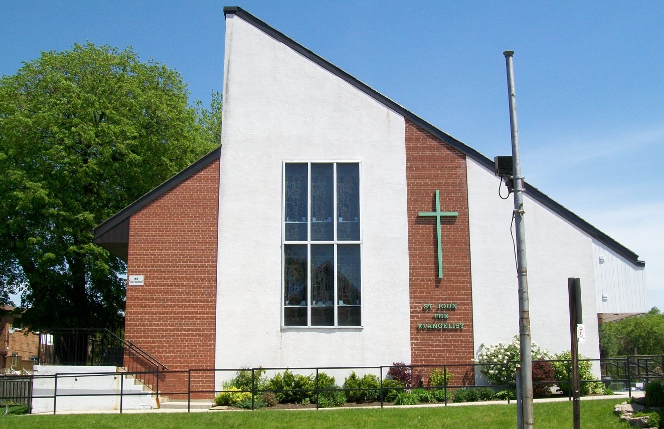 Outside of St. John the Evangelist Church, Weston as seen from the street.